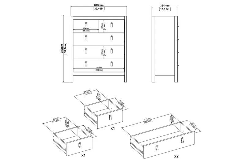 Vallvidera Kommode 82 cm - Hvid - Opbevaring - Opbevaringsmøbler - Kommode - Entrékommode