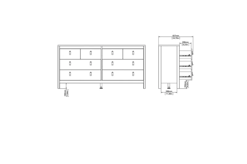 Vallvidera Sengebord 159 cm - Sort - Opbevaring - Opbevaringsmøbler - Kommode