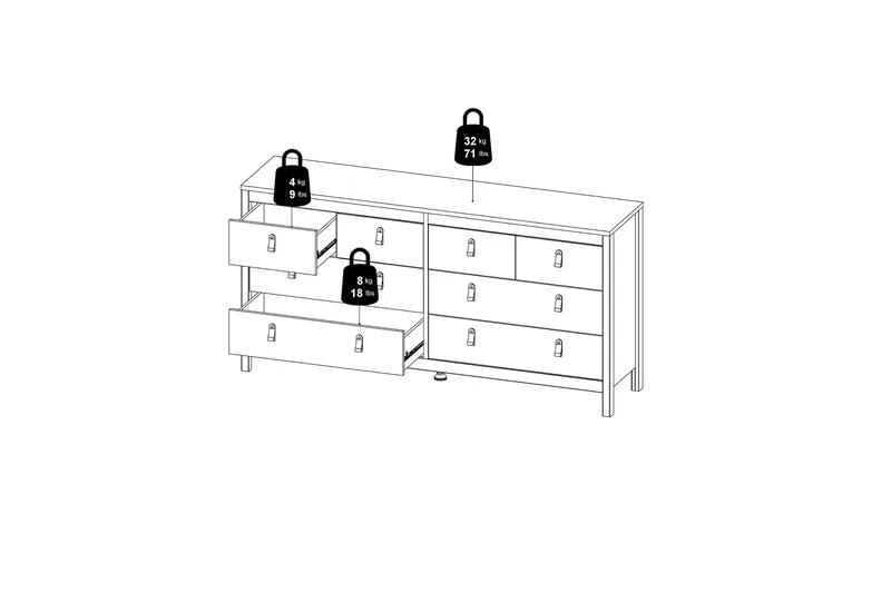 Vallvidera Sengebord 159 cm - Sort - Opbevaring - Opbevaringsmøbler - Kommode