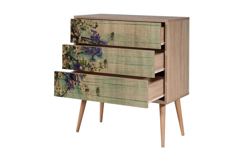 Vellavie Kommode Kirsebærblomst - Grøn/Brun - Opbevaring - Opbevaringsmøbler - Kommode - Entrékommode