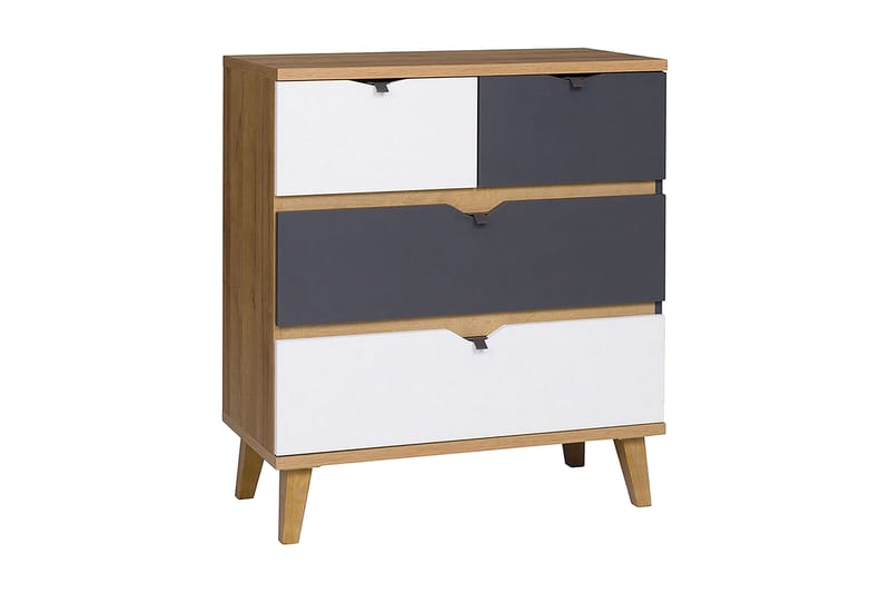 Vintra Kommode 81 cm, Hvid/Grå/Træ