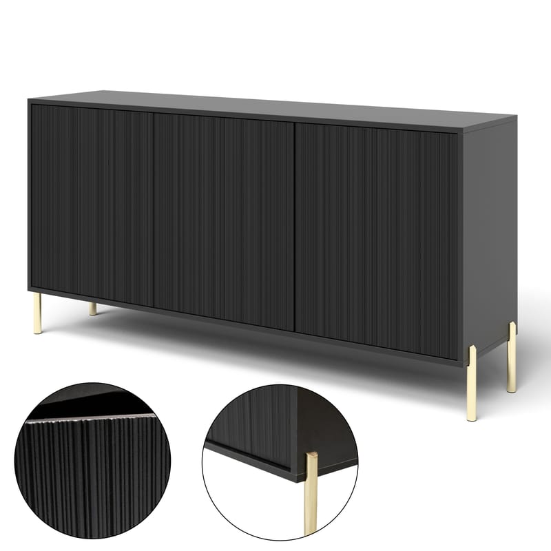 Virmani Kommode 154 cm - Sort - Opbevaring - Opbevaringsmøbler - Kommode