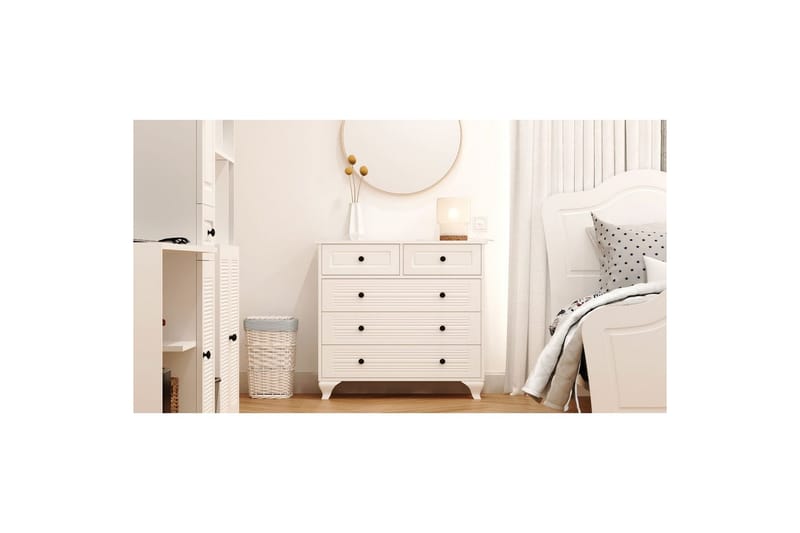 Vornrel Kommode 90 cm - Mat Hvid - Opbevaring - Opbevaringsmøbler - Kommode - Entrékommode