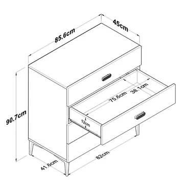 Kommode Wallxpert Cleo hylde (85,6 x 90,7 x 45 cm) hvid - Hvid - Opbevaring - Opbevaringsmøbler - Kommode