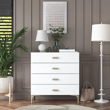 Kommode Wallxpert Cleo hylde (85,6 x 90,7 x 45 cm) hvid - Hvid - Opbevaring - Opbevaringsmøbler - Kommode