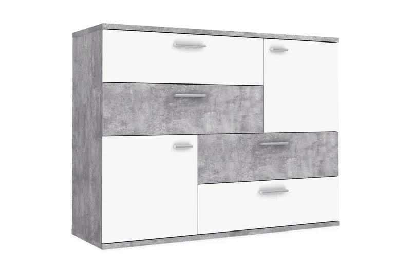 Waunifor Kommode 125 cm, Hvid/Grå