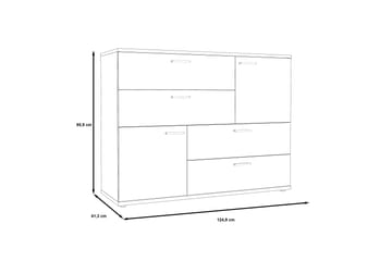 Waunifor Kommode 125 cm - Hvid/Grå - Opbevaring - Opbevaringsmøbler - Kommode