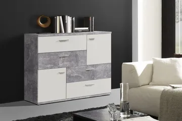 Waunifor Kommode 125 cm - Hvid/Grå - Opbevaring - Opbevaringsmøbler - Kommode