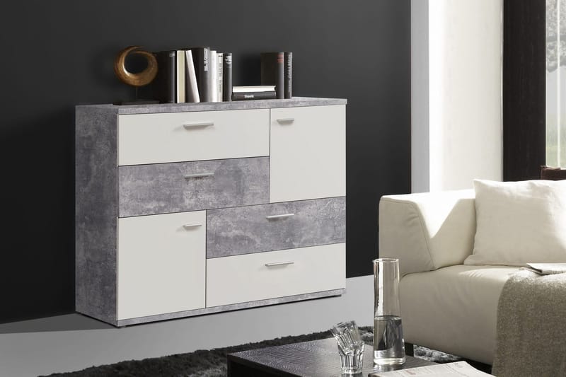 Waunifor Kommode 125 cm - Hvid/Grå - Opbevaring - Opbevaringsmøbler - Kommode