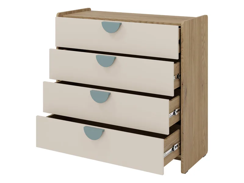 Zarek Kommode 94 cm - brun, blå og beige - Opbevaring - Opbevaringsmøbler - Kommode - Entrékommode