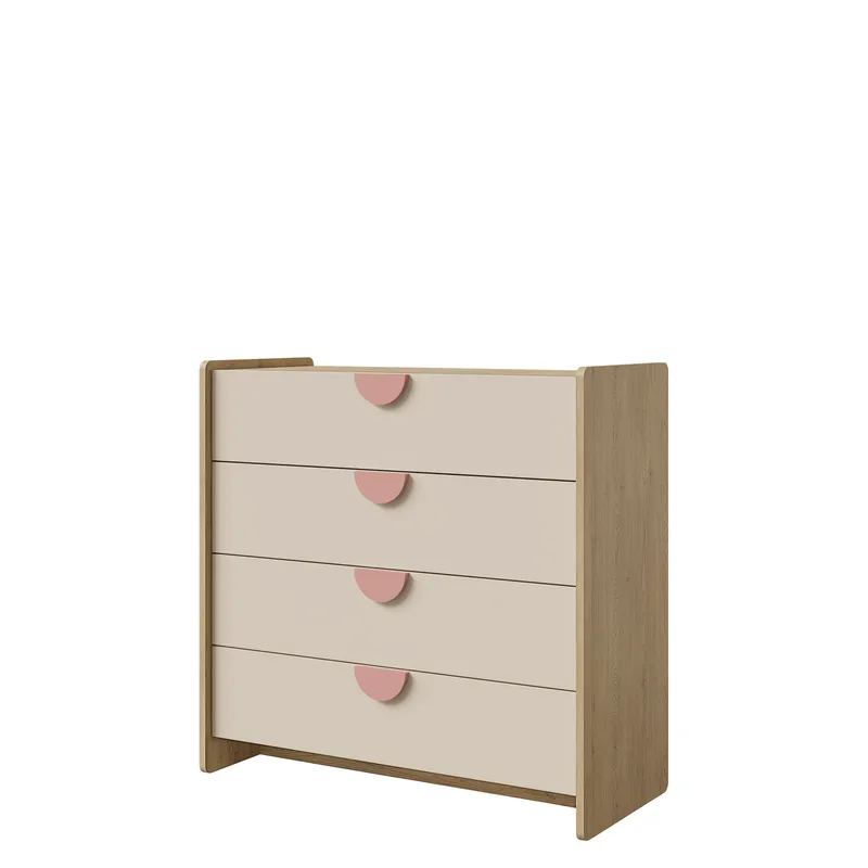 Zarek Kommode 94 cm, brun, lyserød og beige