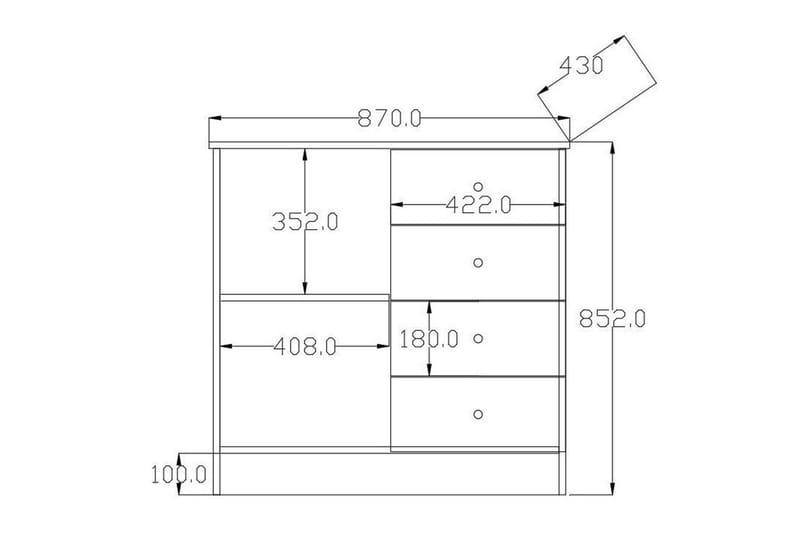 Zavira Kommode 87 cm - Mat Hvid - Opbevaring - Opbevaringsmøbler - Kommode - Entrékommode