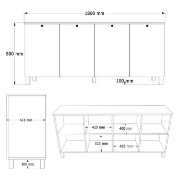 Konsolbord Hanah Home Nord (180 x 80 x 42,1 cm) Hvid eg - Hvid og eg - Opbevaring - Opbevaringsmøbler - Skænke & sideboards