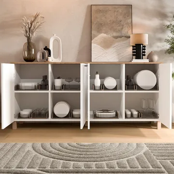 Konsolbord Hanah Home Nord (180 x 80 x 42,1 cm) Hvid eg - Hvid og eg - Opbevaring - Opbevaringsmøbler - Skænke & sideboards