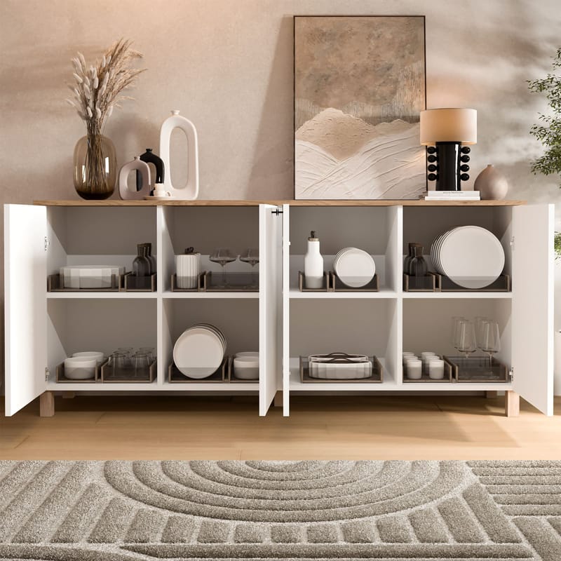 Konsolbord Hanah Home Nord (180 x 80 x 42,1 cm) Hvid eg - Hvid og eg - Opbevaring - Opbevaringsmøbler - Skænke & sideboards