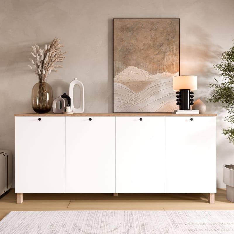 Konsolbord Hanah Home Nord (180 x 80 x 42,1 cm) Hvid eg - Hvid og eg - Opbevaring - Opbevaringsmøbler - Skænke & sideboards