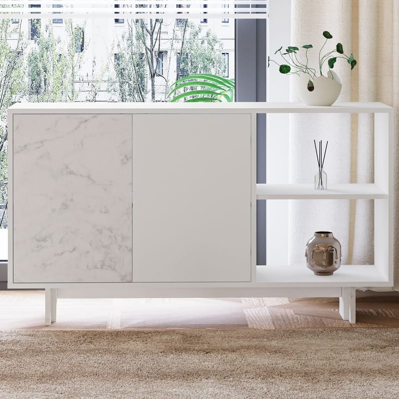 Konsolbord Homitis Ravello (140 x 80 x 35 cm) Hvid marmor - Opbevaring - Opbevaringsmøbler - Skænke & sideboards