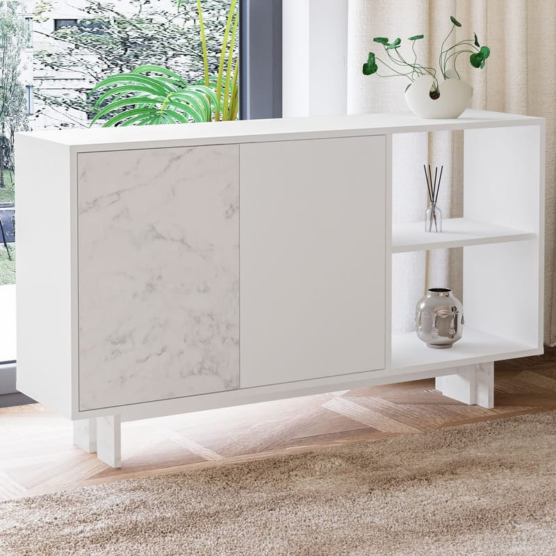 Konsolbord Homitis Ravello (140 x 80 x 35 cm) Hvid marmor - Opbevaring - Opbevaringsmøbler - Skænke & sideboards