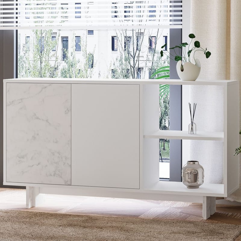 Konsolbord Homitis Ravello (140 x 80 x 35 cm) Hvid marmor - Opbevaring - Opbevaringsmøbler - Skænke & sideboards
