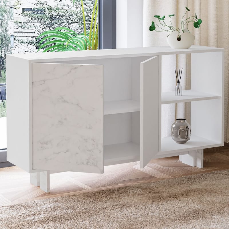 Konsolbord Homitis Ravello (140 x 80 x 35 cm) Hvid marmor - Opbevaring - Opbevaringsmøbler - Skænke & sideboards