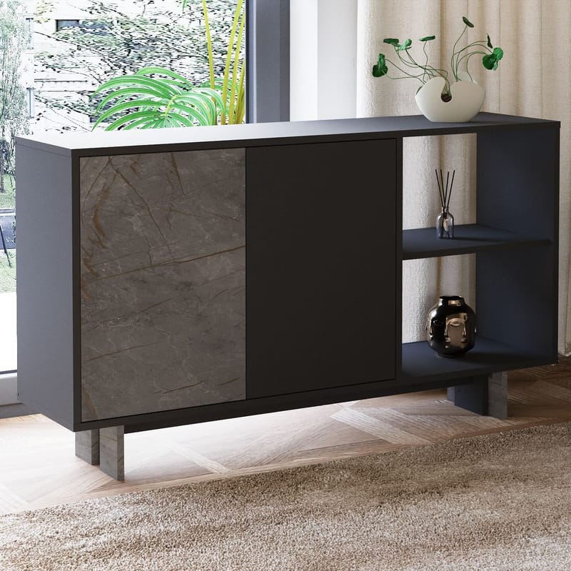 Konsolbord Homitis Ravello (140 x 80 x 35 cm) Marmor antracit - Opbevaring - Opbevaringsmøbler - Skænke & sideboards