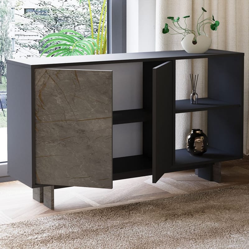 Konsolbord Homitis Ravello (140 x 80 x 35 cm) Marmor antracit - Opbevaring - Opbevaringsmøbler - Skænke & sideboards