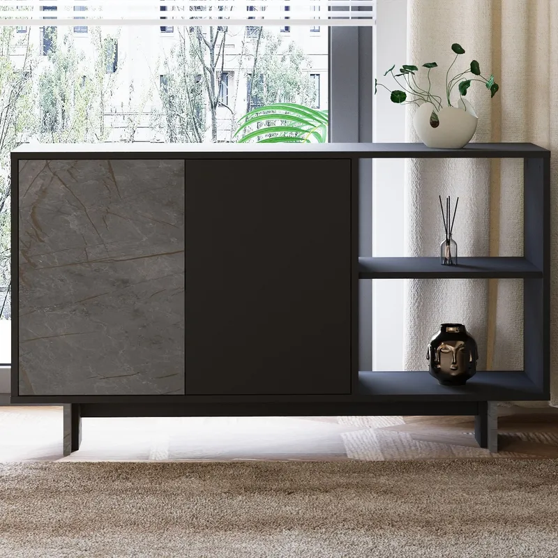 Konsolbord Homitis Ravello (140 x 80 x 35 cm) Marmor antracit - Opbevaring - Opbevaringsmøbler - Skænke & sideboards