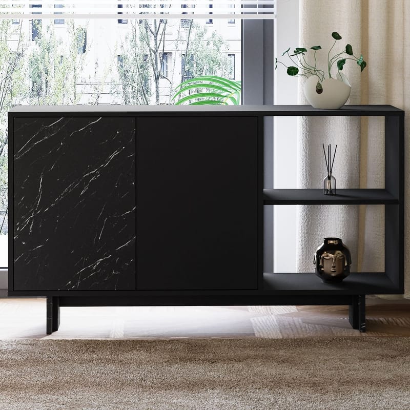 Konsolbord Homitis Ravello (140 x 80 x 35 cm) Sort marmor - Opbevaring - Opbevaringsmøbler - Skænke & sideboards