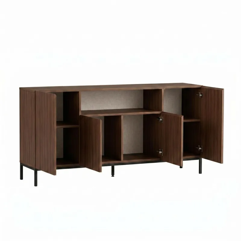Konsolbord Nordure Rialto (160 x 80 x 40 cm) Milano Valnød Sort - Milano valnød og sort - Opbevaring - Opbevaringsmøbler - Skænke & sideboards