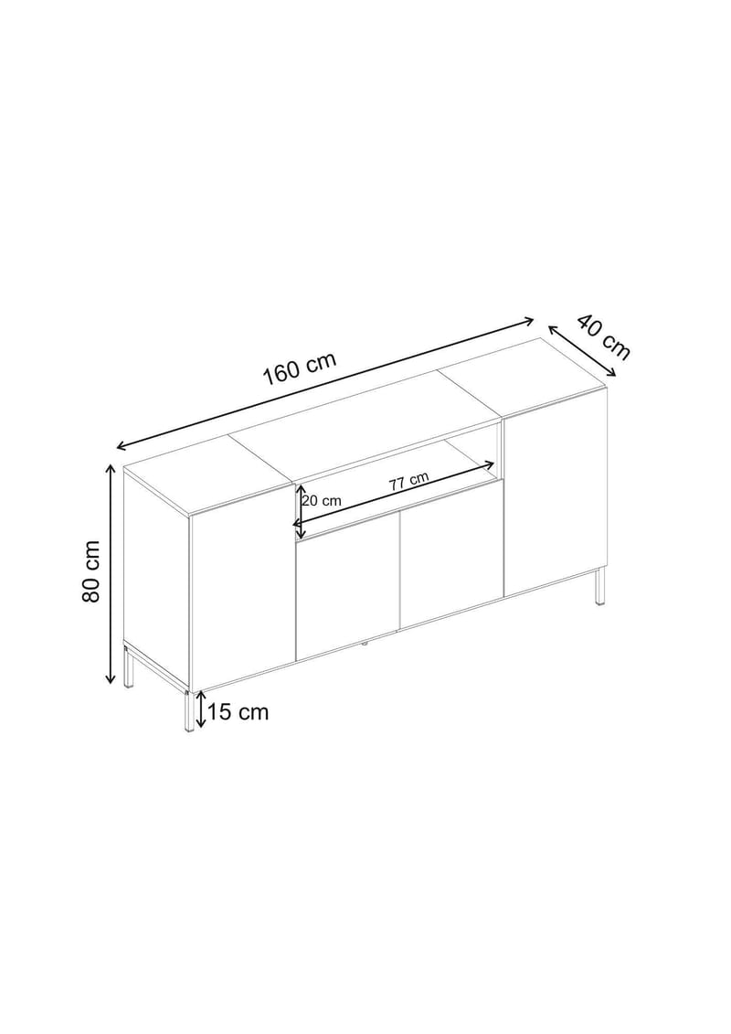 Konsolbord Nordure Rialto (160 x 80 x 40 cm) Milano Valnød Sort - Milano valnød og sort - Opbevaring - Opbevaringsmøbler - Skænke & sideboards