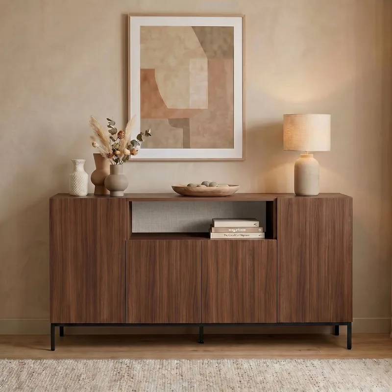 Konsolbord Nordure Rialto (160 x 80 x 40 cm) Milano Valnød Sort - Milano valnød og sort - Opbevaring - Opbevaringsmøbler - Skænke & sideboards