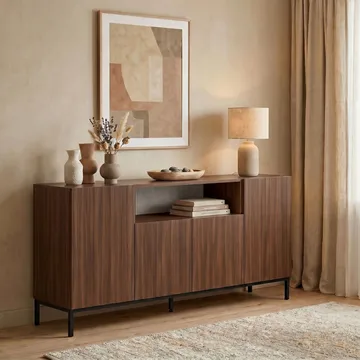 Konsolbord Nordure Rialto (160 x 80 x 40 cm) Milano Valnød Sort - Milano valnød og sort - Opbevaring - Opbevaringsmøbler - Skænke & sideboards
