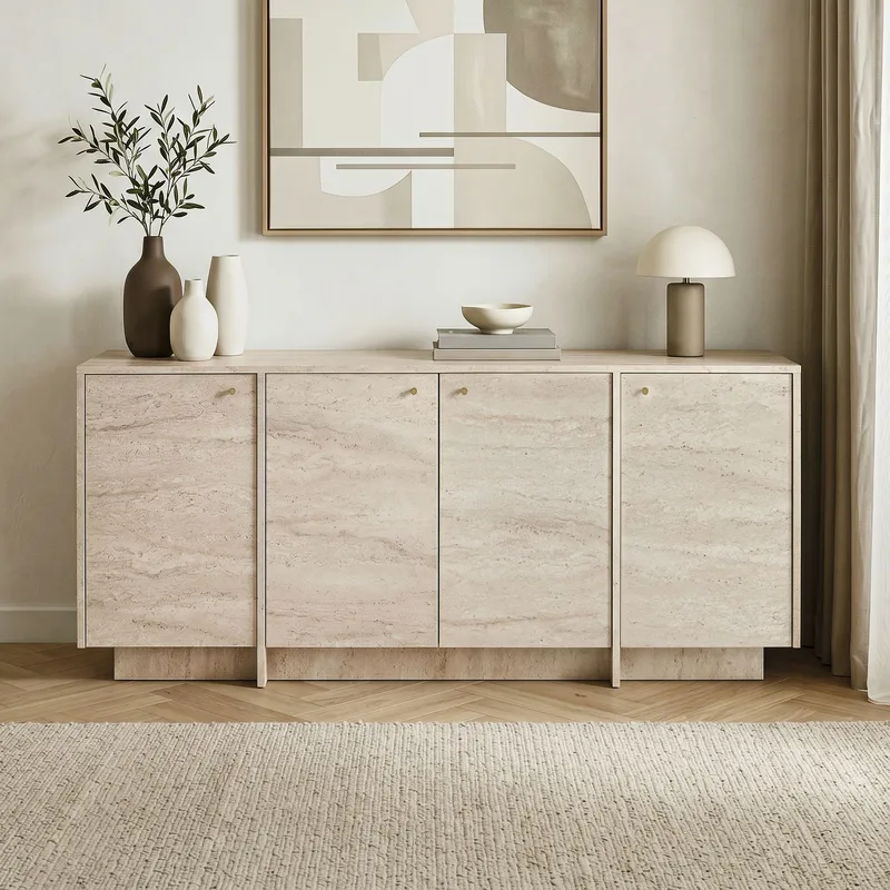 Konsolbord Nordure Varen (180 x 82 x 45 cm) Travertin - Travertin - Opbevaring - Opbevaringsmøbler - Skænke & sideboards