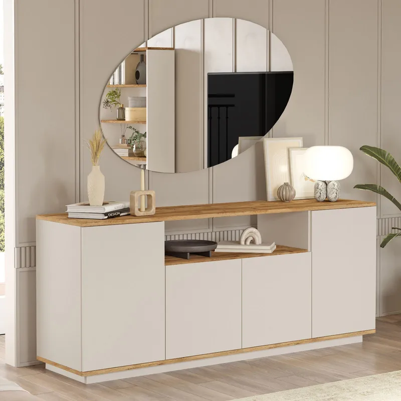 Konsolbord Skye Decor Cleo Shelf (180 x 75 x 44,5 cm) Atlantisk Fyr Cashmere - Atlantic Pine og Cashmere - Opbevaring - Opbevaringsmøbler - Skænke & sideboards