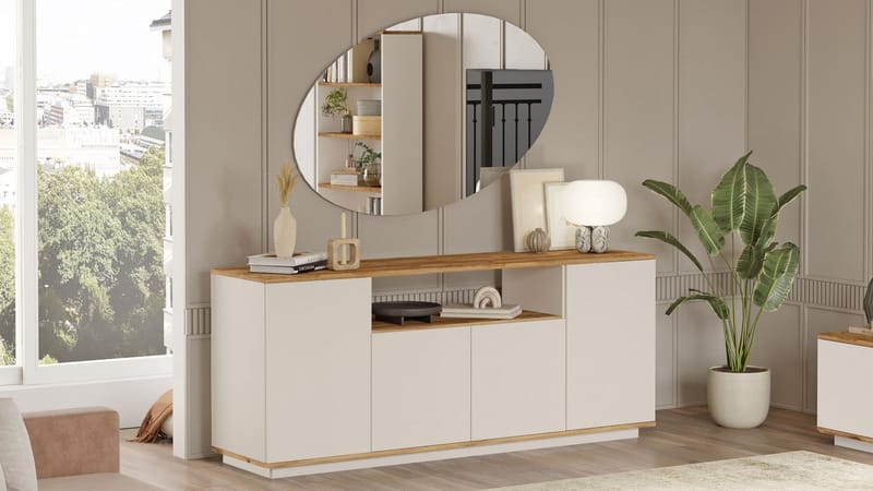 Konsolbord Skye Decor Cleo Shelf (180 x 75 x 44,5 cm) Atlantisk Fyr Cashmere - Atlantic Pine og Cashmere - Opbevaring - Opbevaringsmøbler - Skænke & sideboards