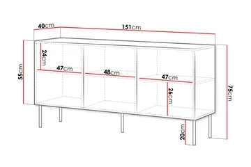 Laholm Kommode 151 cm - Sort - Opbevaring - Opbevaringsmøbler - Kommode