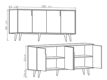 Latinara Konsolbord 180 cm - Sapphire Oak - Opbevaring - Opbevaringsmøbler - Skænke & sideboards