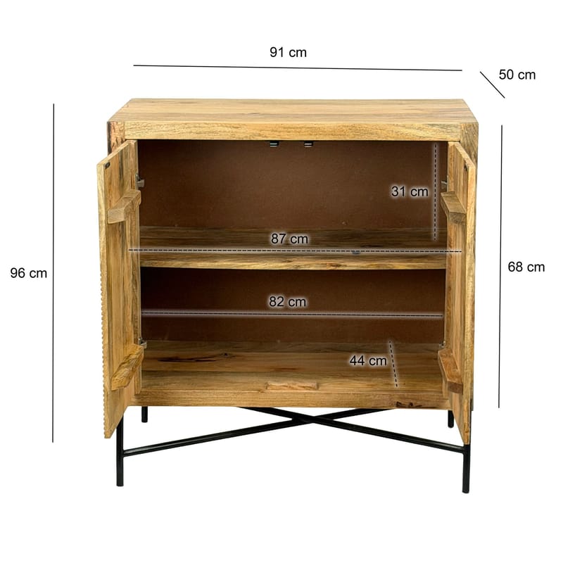 Livano skænk 91 cm 3D-mønster industriel stil - varm lysebrun og sort - Opbevaring - Opbevaringsmøbler - Skænke & sideboards