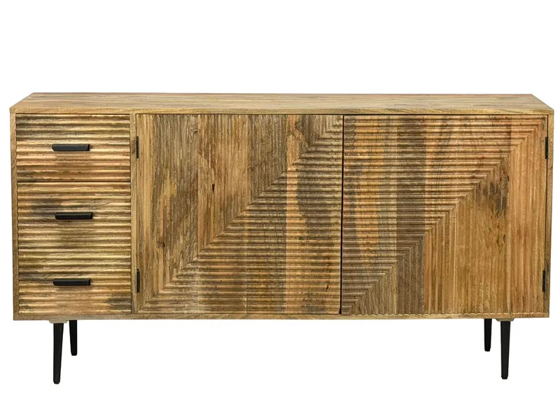 Livara skænk 160 cm industriel stil, lys naturbrun og sort