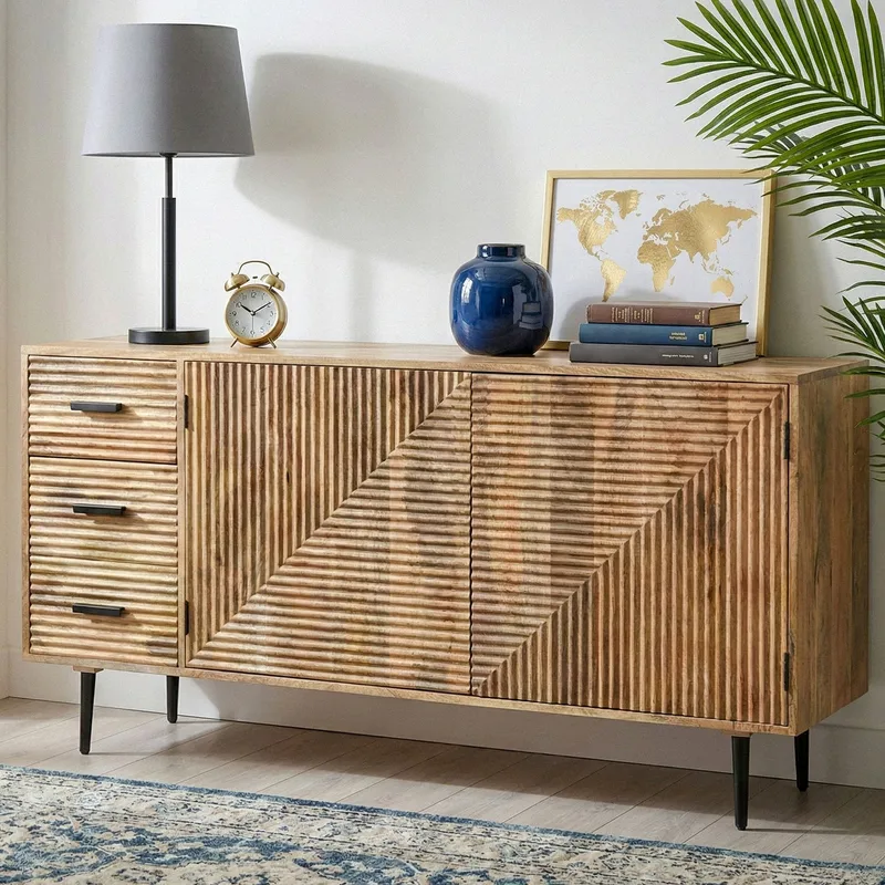 Livara skænk 160 cm industriel stil - lys naturbrun og sort - Opbevaring - Opbevaringsmøbler - Skænke & sideboards