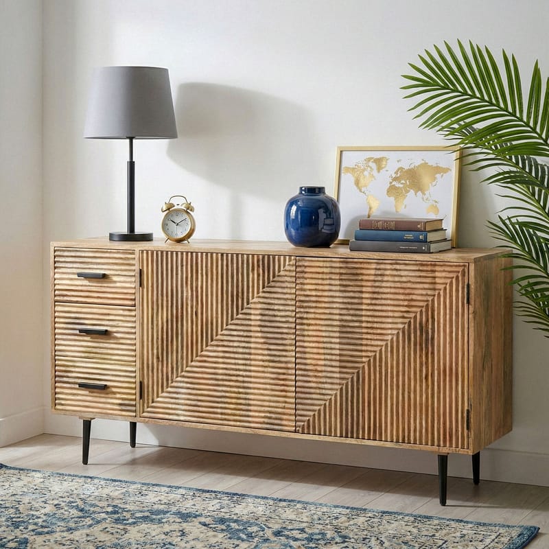 Livara skænk 160 cm industriel stil - lys naturbrun og sort - Opbevaring - Opbevaringsmøbler - Skænke & sideboards