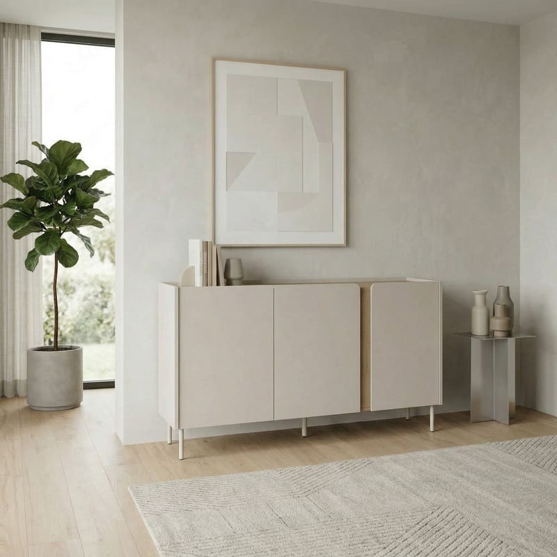 Lomar Konsol 150x82,9x40,5 cm - Sandsten naturlig eg - Opbevaring - Opbevaringsmøbler - Skænke & sideboards