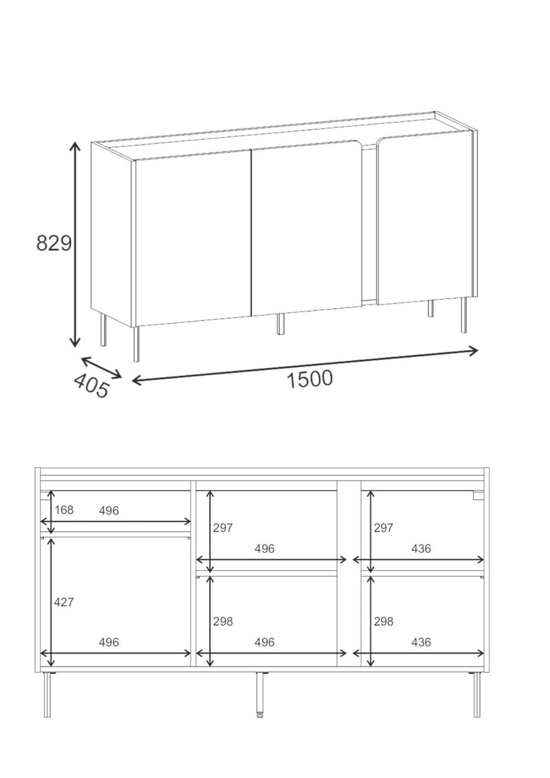Lomar Konsol 150x82,9x40,5 cm - Sandsten naturlig eg - Opbevaring - Opbevaringsmøbler - Skænke & sideboards