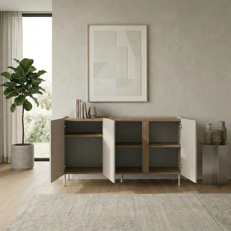 Lomar Konsol 150x82,9x40,5 cm - Sandsten naturlig eg - Opbevaring - Opbevaringsmøbler - Skænke & sideboards