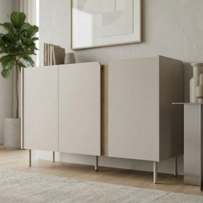 Lomar Konsol 150x82,9x40,5 cm - Sandsten naturlig eg - Opbevaring - Opbevaringsmøbler - Skænke & sideboards