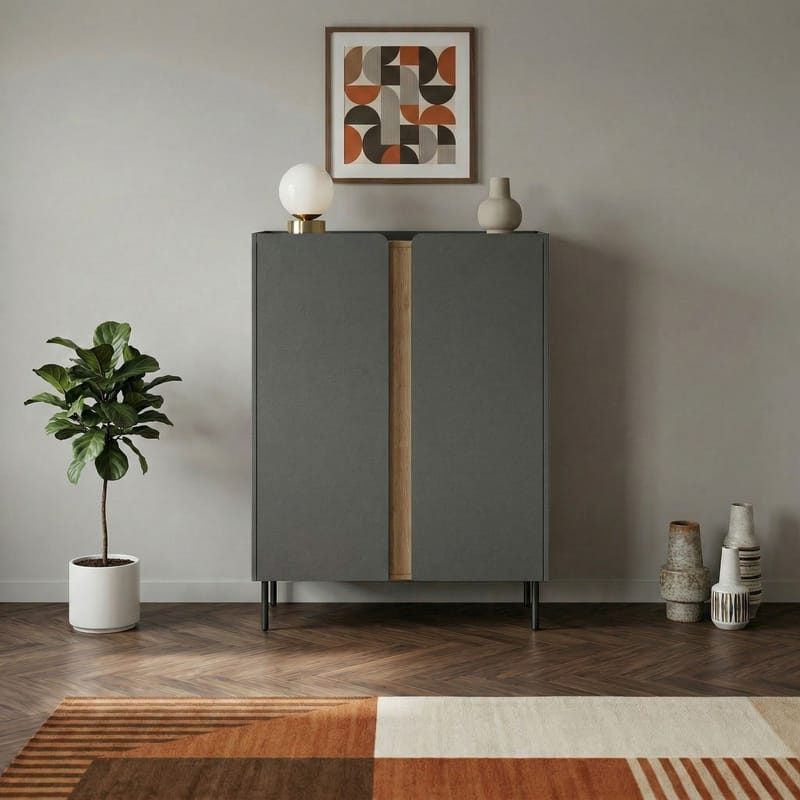 Lomar Skænk 90x120,4x40,5 cm - Antracit/Naturlig eg/Sort - Opbevaring - Opbevaringsmøbler - Skænke & sideboards