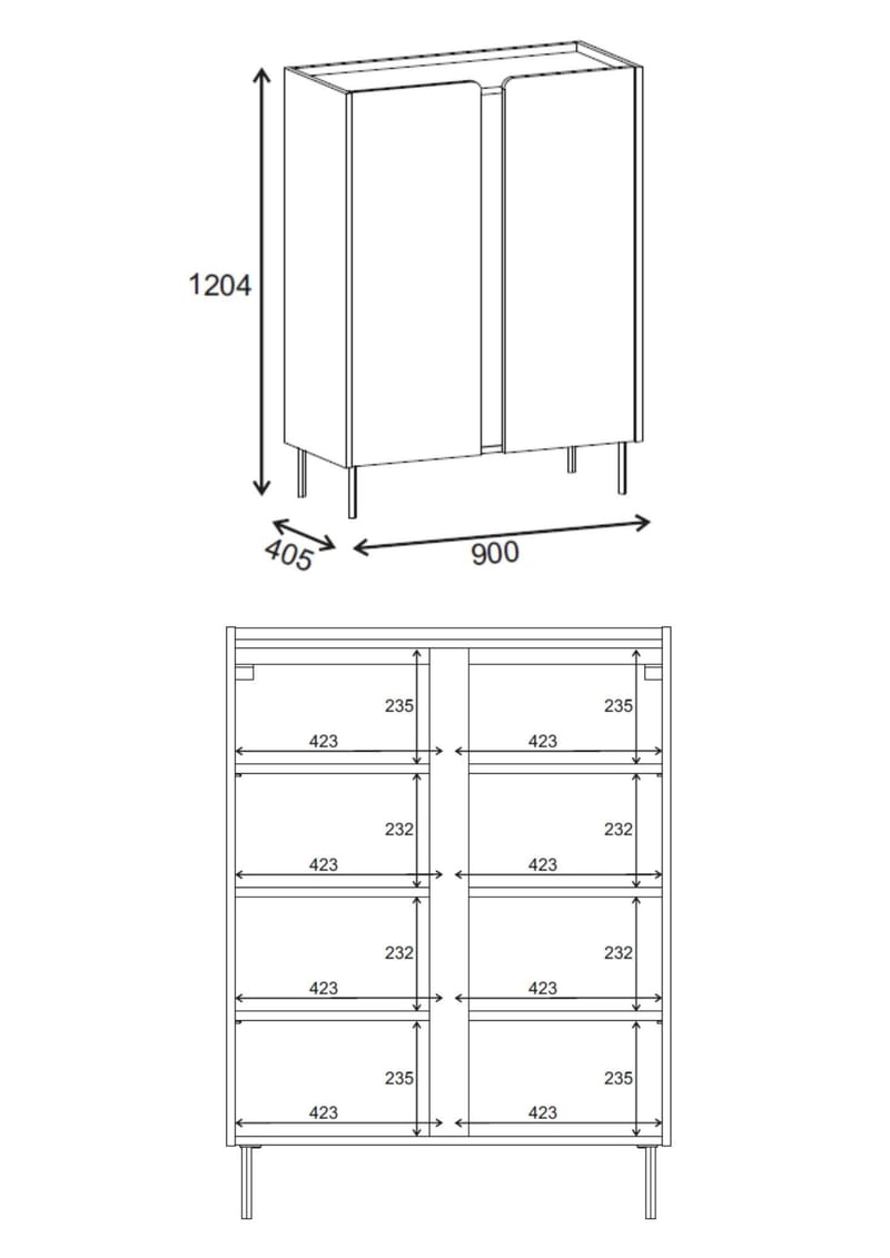 Lomar Skænk 90x120,4x40,5 cm - Antracit/Naturlig eg/Sort - Opbevaring - Opbevaringsmøbler - Skænke & sideboards