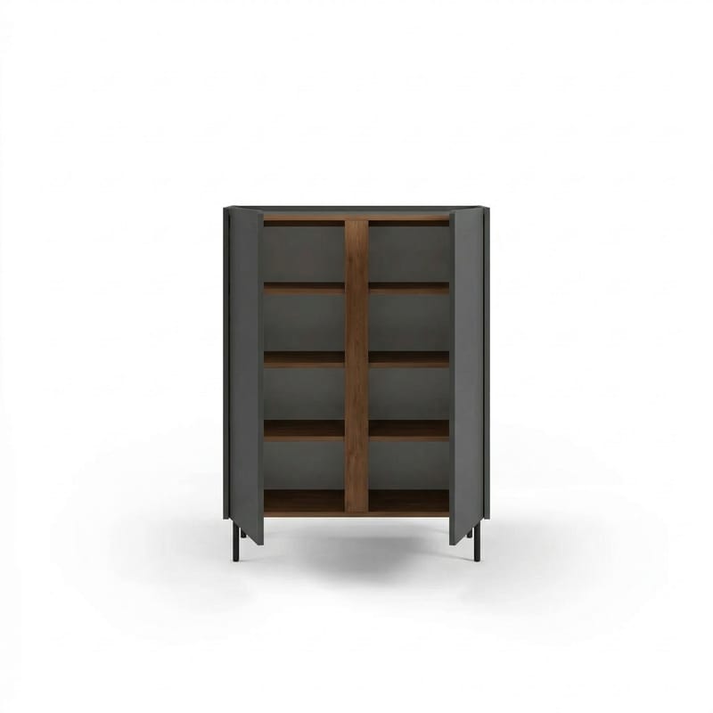 Lomar Skænk 90x120,4x40,5 cm - Antracit/Naturlig eg/Sort - Opbevaring - Opbevaringsmøbler - Skænke & sideboards