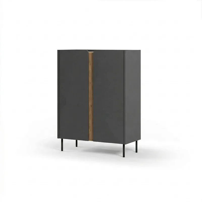Lomar Skænk 90x120,4x40,5 cm, Antracit/Naturlig eg/Sort