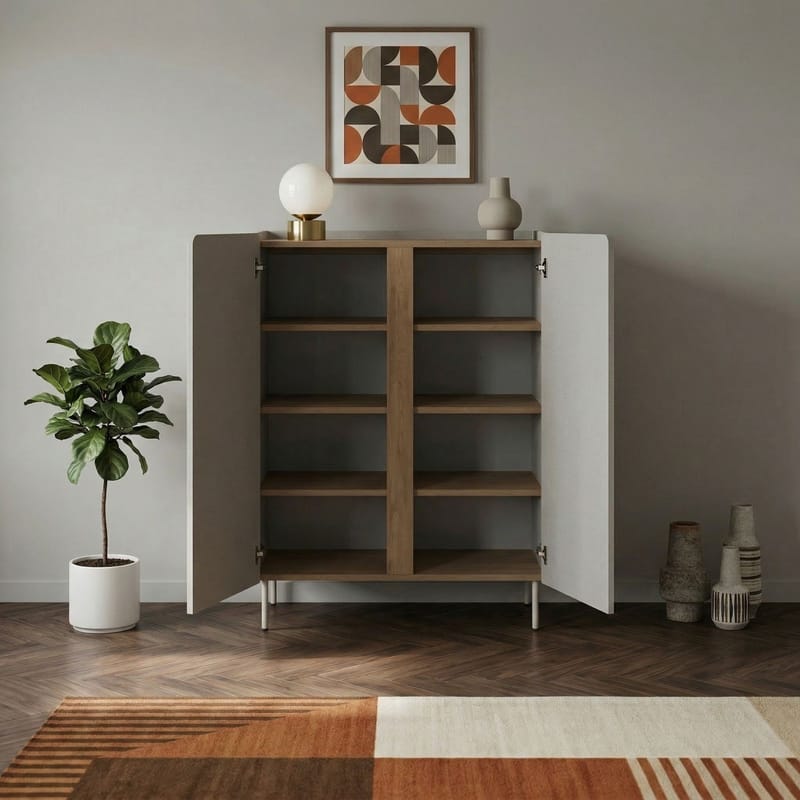 Lomar Skænk 90x120,4x40,5 cm - Sandstone, naturlig eg - Opbevaring - Opbevaringsmøbler - Skænke & sideboards